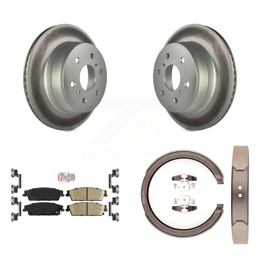 Disc Coated Rotors Ceramic Pads Parking Shoes Rear Kit For Chevrolet GMC Sierra