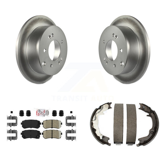 Disc Coated Rotors Ceramic Pads Parking Brake Shoes Rear Kit For Kia Forte Koup