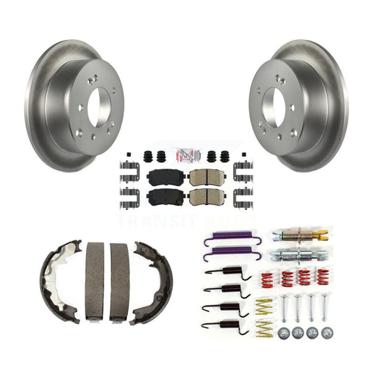 Disc Coated Rotors Ceramic Pads Parking Shoes & Hardware Rear Kit For Kia Forte