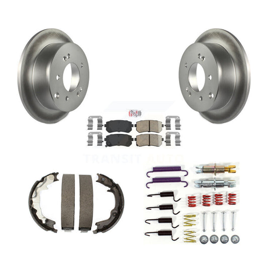 Disc Coated Rotors Ceramic Pads Parking Shoes & Hardware Rear Kit For Kia Forte