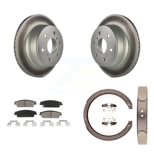 Disc Coated Rotors Ceramic Pads Parking Shoes Rear Kit For Chevrolet GMC Sierra
