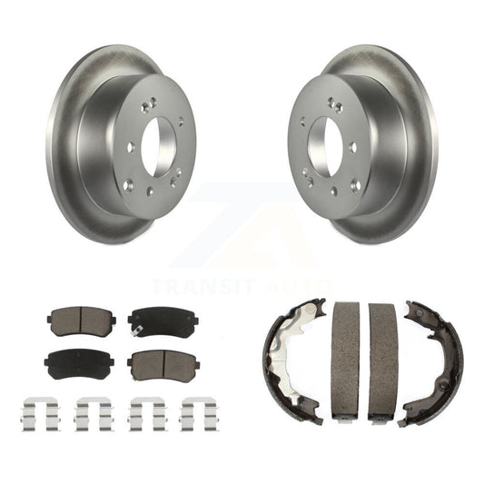 Disc Coated Rotors Ceramic Pads Parking Brake Shoes Rear Kit For Kia Forte Koup