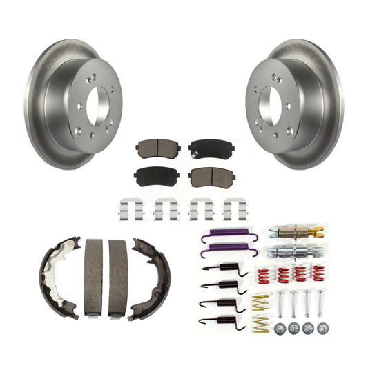 Disc Coated Rotors Ceramic Pads Parking Shoes & Hardware Rear Kit For Kia Forte