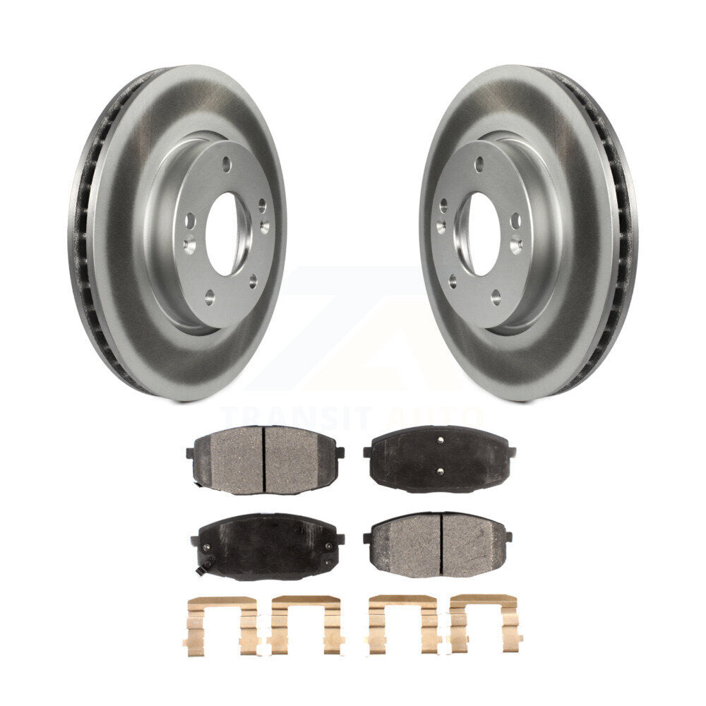 Coated Disc Brake Rotors & Semi-Metallic Pad Front Kit For Kia Forte Koup Forte5