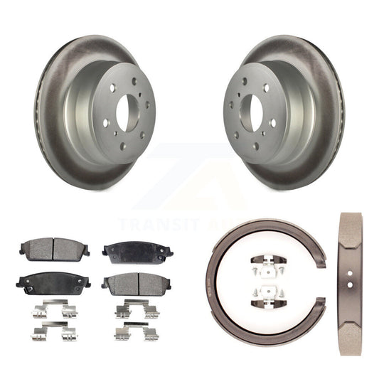 Disc Coated Rotors Semi-Metallic Pads & Parking Shoes Rear Kit For Chevrolet GMC