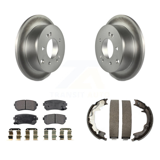 Disc Coated Rotors Semi-Metallic Pads Parking Shoes Rear Kit For Kia Forte Koup