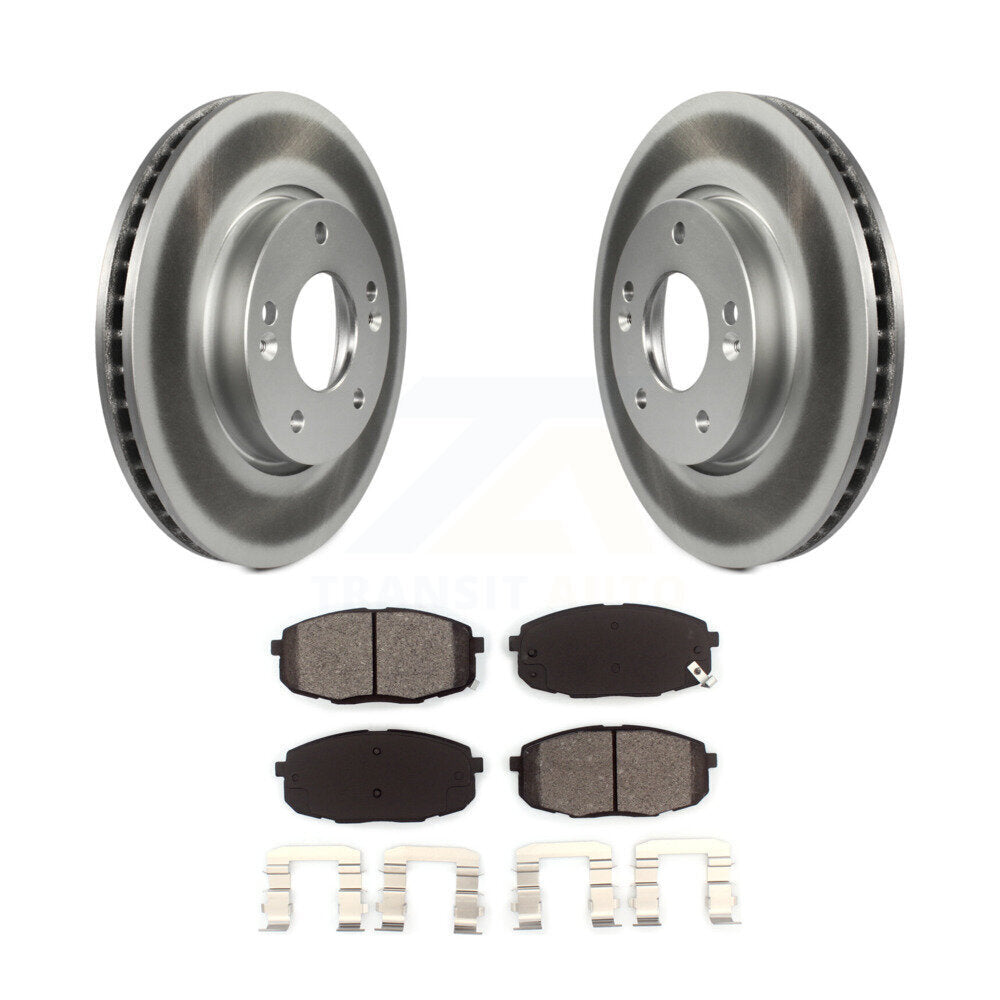 Coated Disc Brake Rotors & Semi-Metallic Pad Front Kit For Kia Forte Koup Forte5