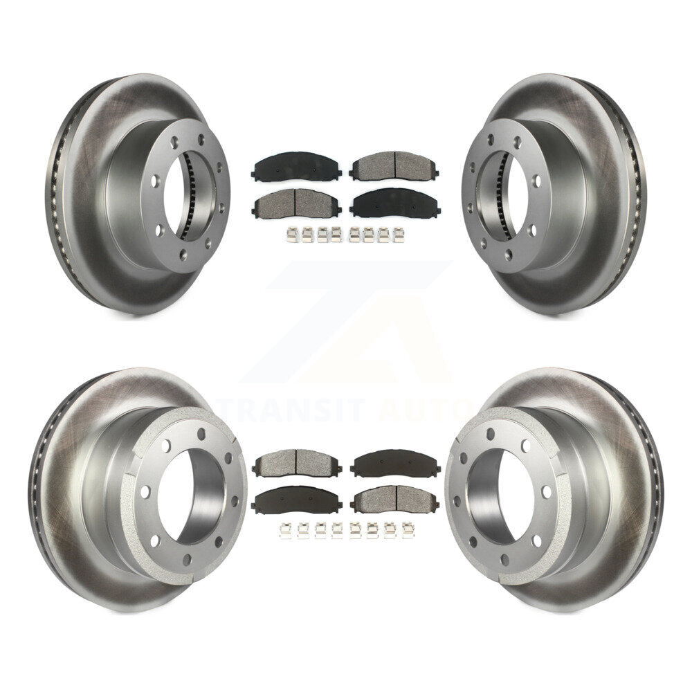 Coat Brake Rotors Semi-Metallic Pad Front Rear Kit For Ford F-250 Super Duty 4WD