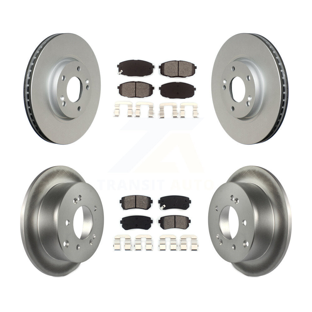 Coat Disc Brake Rotor Semi-Metallic Pad Front Rear Kit For Kia Forte Koup Forte5