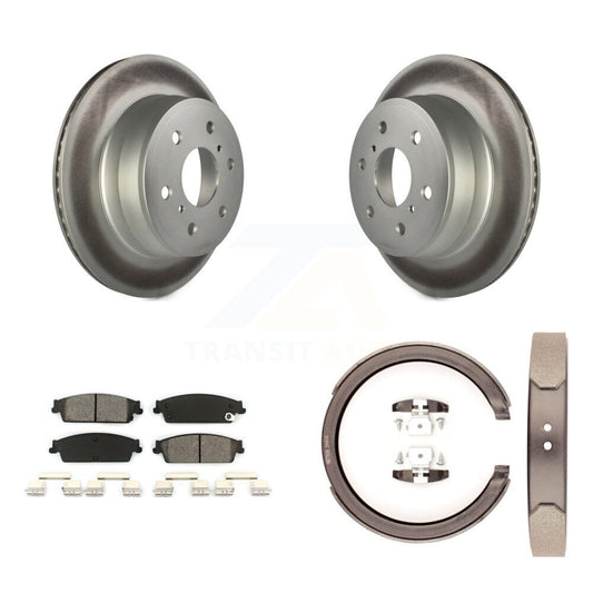 Disc Coated Rotors Semi-Metallic Pads & Parking Shoes Rear Kit For Chevrolet GMC