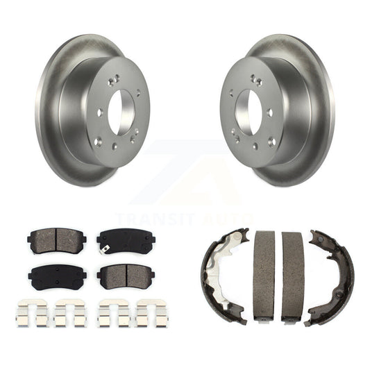 Disc Coated Rotors Semi-Metallic Pads Parking Shoes Rear Kit For Kia Forte Koup