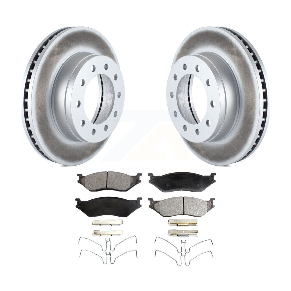 Coated Brake Rotor & Ceramic Pad Front Kit For Ford F-450 Super Duty F-550 CF500
