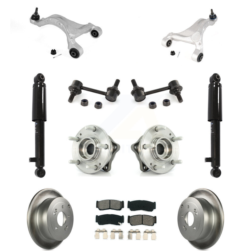 Brake Pads Bearing Suspension Rear Kit (11Pc) For 2007-2009 Hyundai Santa Fe AWD