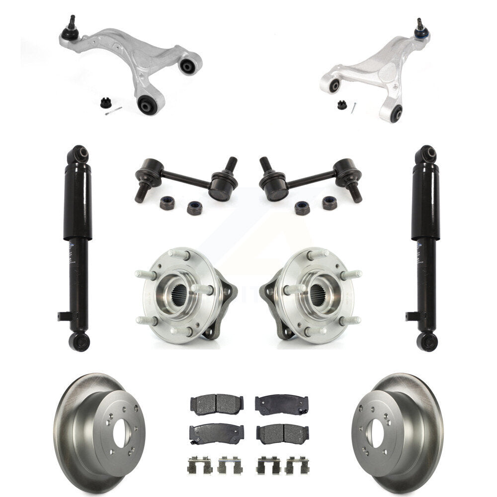Brake Pads Bearing Suspension Rear Kit (11Pc) For 2007-2009 Hyundai Santa Fe AWD
