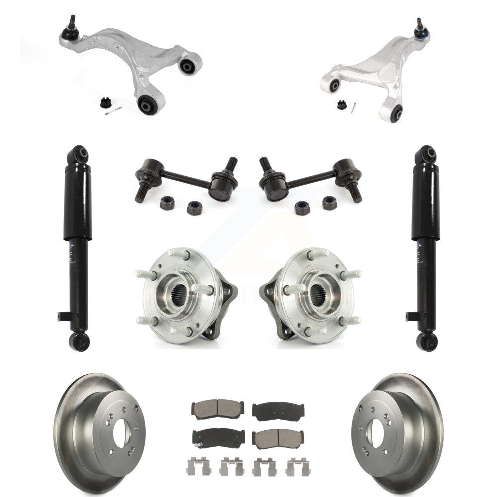 Brake Pads Bearing Suspension Rear Kit (11Pc) For 2007-2009 Hyundai Santa Fe AWD