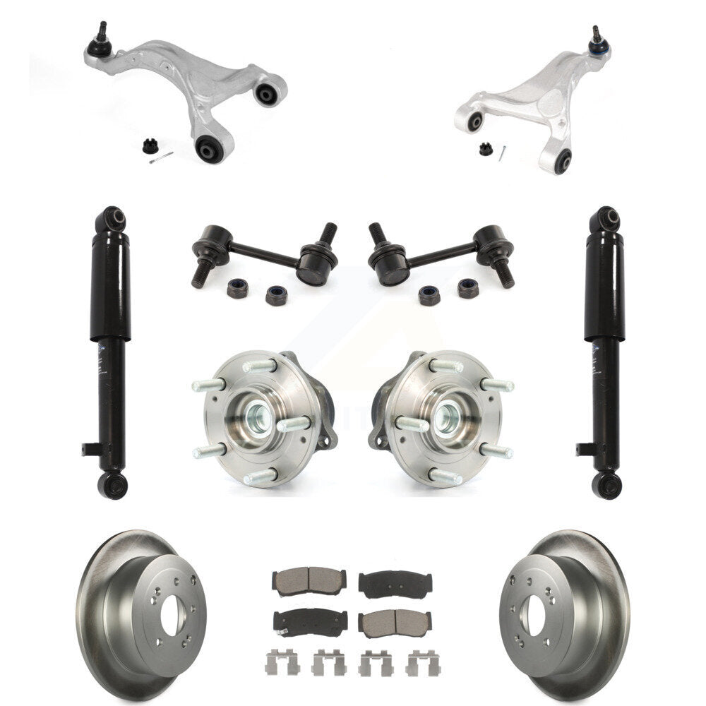 Brake Pads Bearing Suspension Rear Kit (11Pc) For 2007-2009 Hyundai Santa Fe FWD