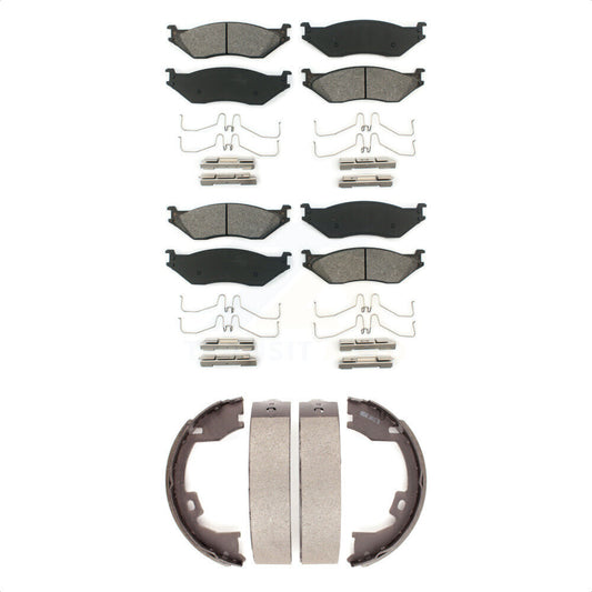 Semi-Metallic Brake Pads Parking Shoe Front Rear Kit For Ford International Duty