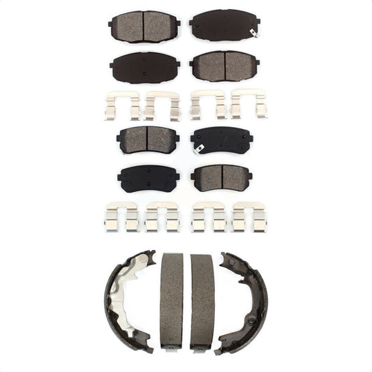 Semi-Metallic Brake Pads And Parking Shoes Front Rear Kit For Kia Forte Koup