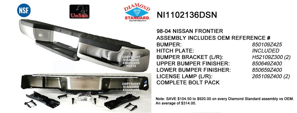 Rear Step Bumper Assembly 1998-2004 Nissan Frontier
