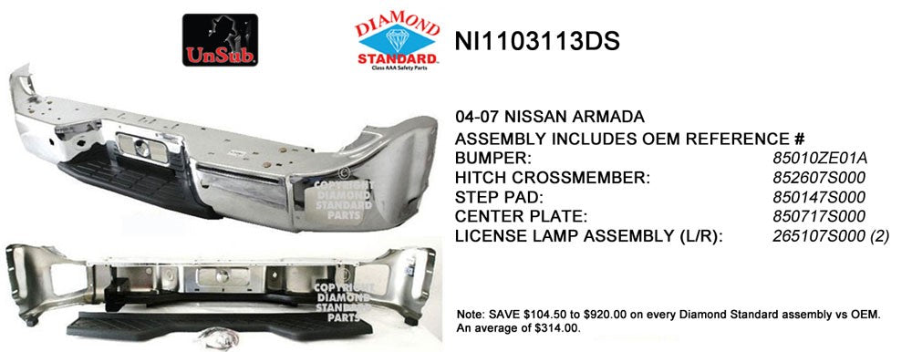 Rear Bumper Assembly 2004-2007 Nissan Pathfinder, Armada