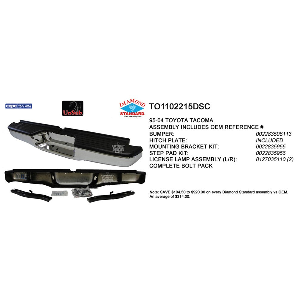 Rear Step Bumper Assembly 1995-2004 Toyota Tacoma
