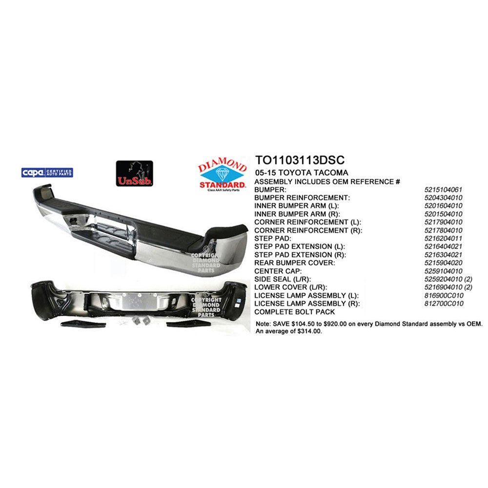 Rear Step Bumper Assembly 2005-2015 Toyota Tacoma