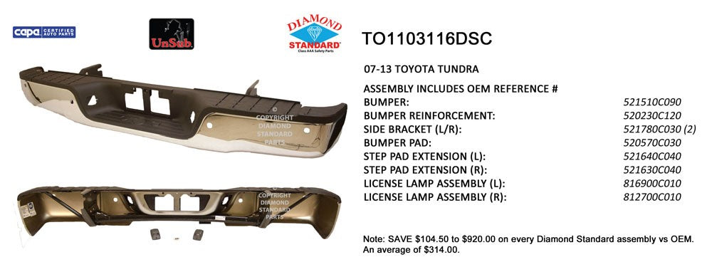 Rear Step Bumper Assembly 2007-2013 Toyota Tundra