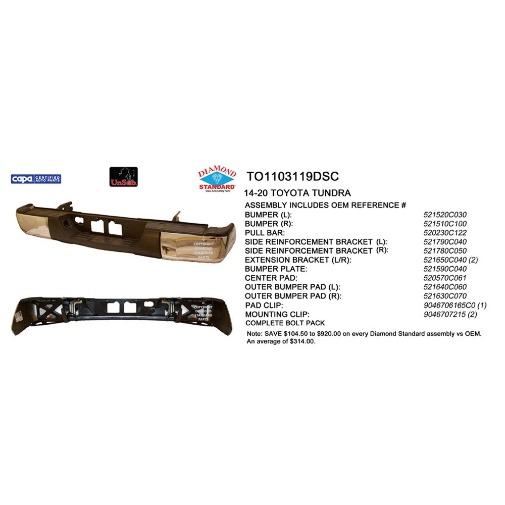 Rear Step Bumper Assembly 2014-2021 Toyota Tundra