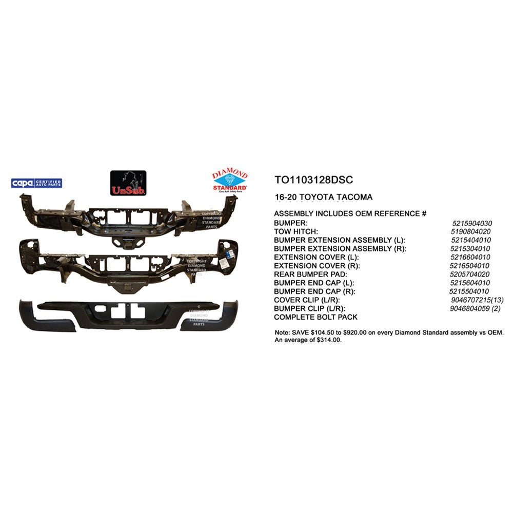 Rear Step Bumper Assembly 2016-2023 Toyota Tacoma