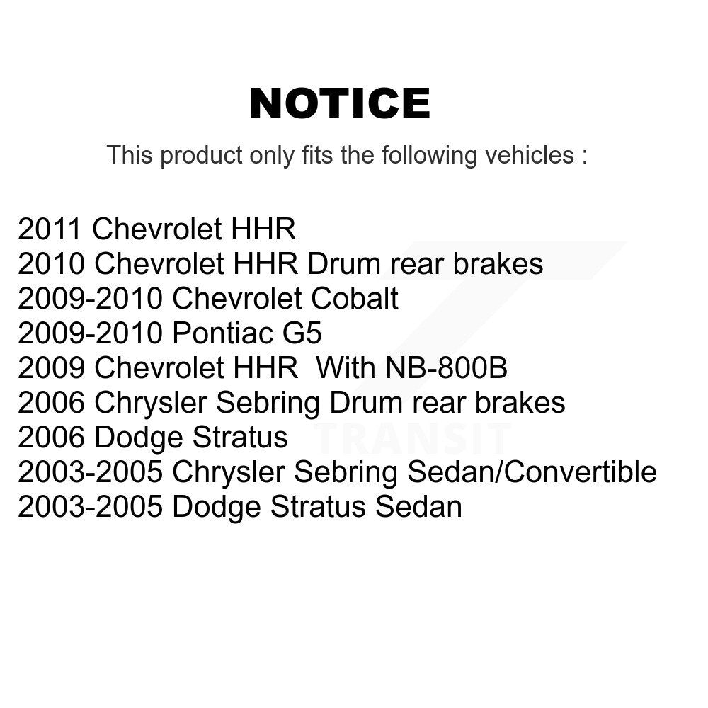 Drum Brake Hardware Kit Rear 13-H7326 For Chevrolet Cobalt Chrysler Sebring G5