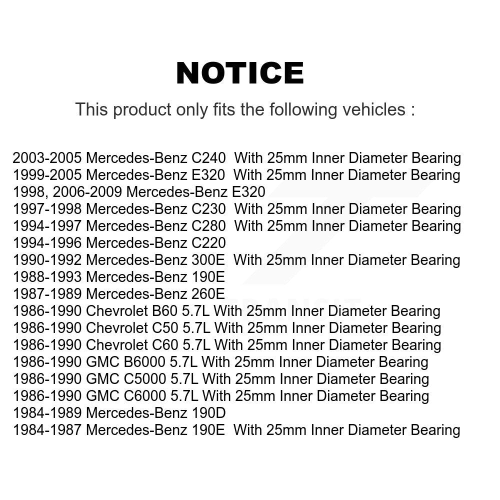 Bearing 70-105CC For Mercedes-Benz E320 C240 190E C230 C220 300E C280 190D 260E