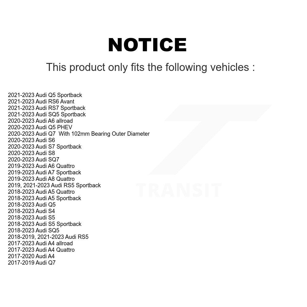 Wheel Bearing Assembly 70-513433 For Audi Q5 Q7 A4 Quattro A5 Sportback SQ5 S5