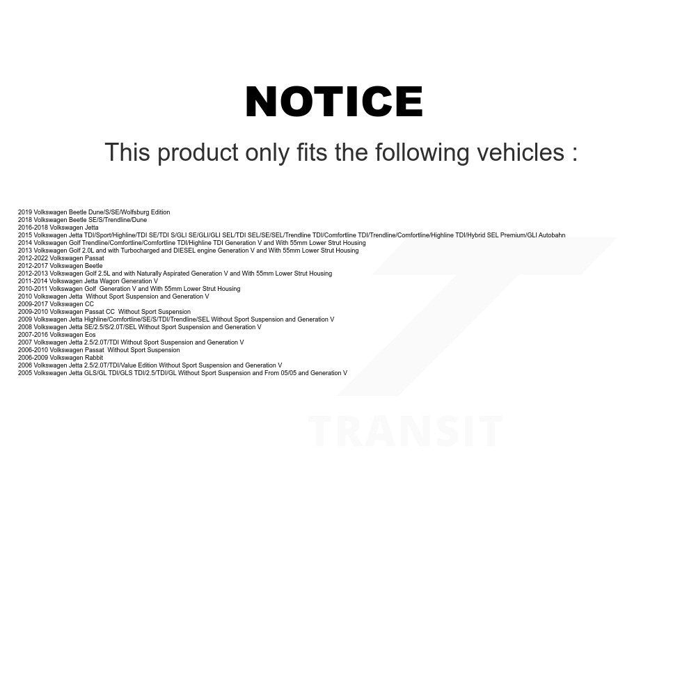 Suspension Strut Front 78-72311 For Volkswagen Jetta Passat Golf Beetle Rabbit