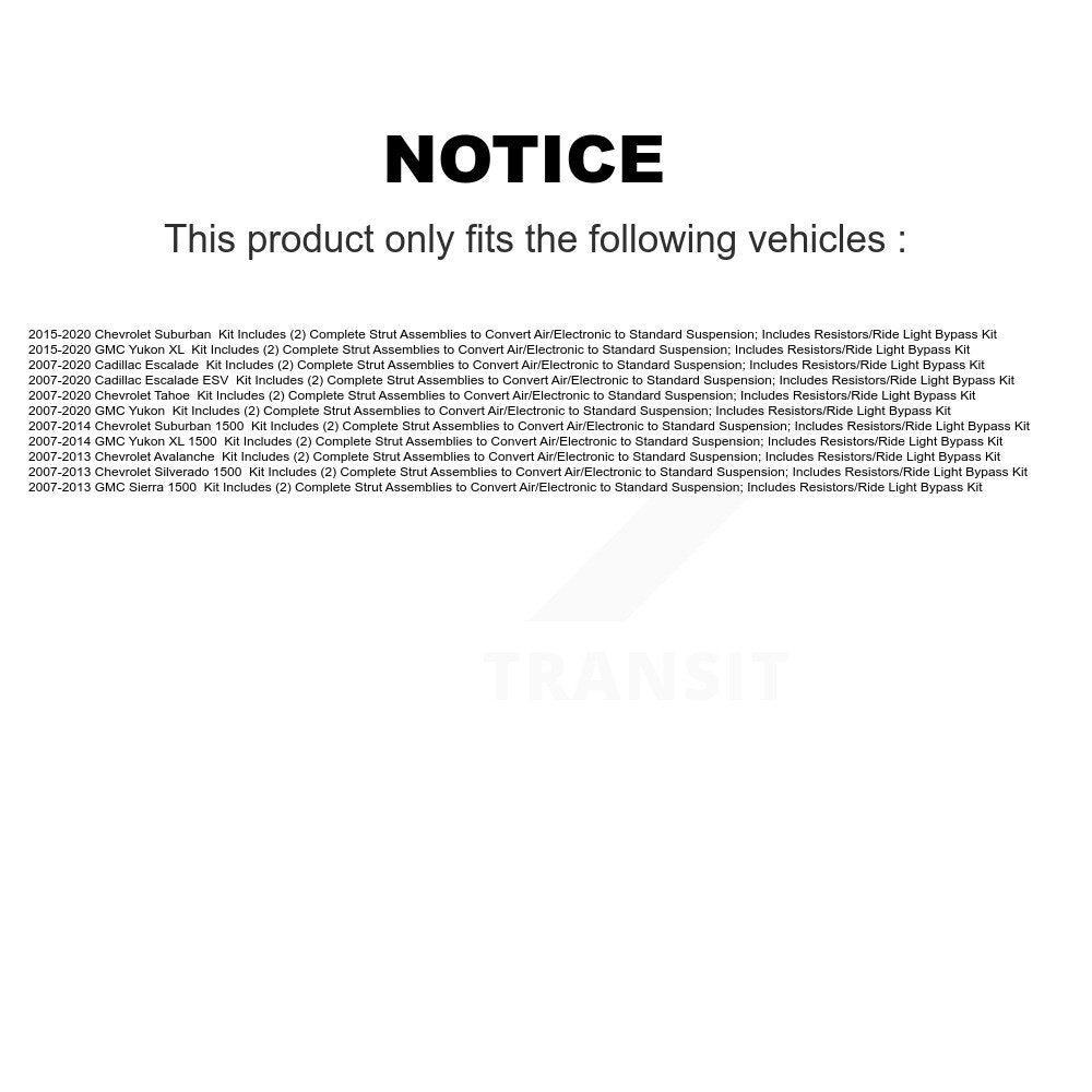 Active to Passive Suspension Conversion Kit Front 78A-61590C For Chevrolet GMC