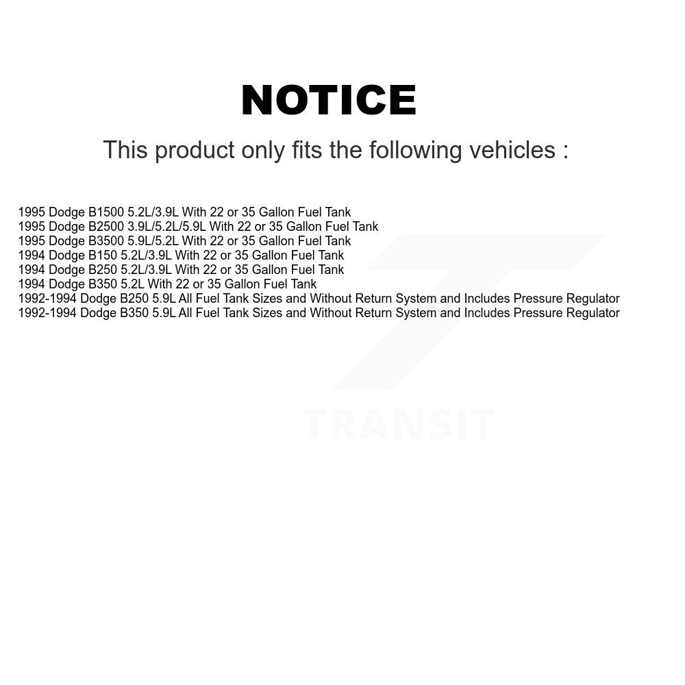 Fuel Pump Module Assembly AGY-00310356 For Dodge B350 B3500 B250 B2500 B150