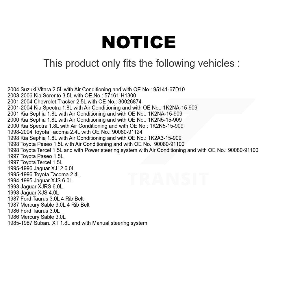 Accessory Drive Belt BAN-4PK1080 For Toyota Tacoma Chevrolet Tracker Kia Sorento