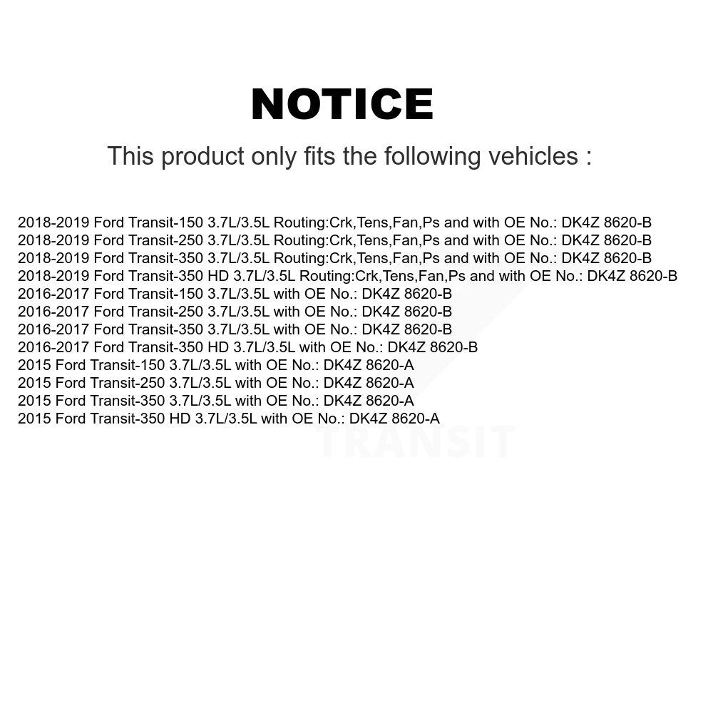 Accessory Drive Belt BAN-4PK1450 For Ford Transit-250 Transit-150 Transit-350 HD