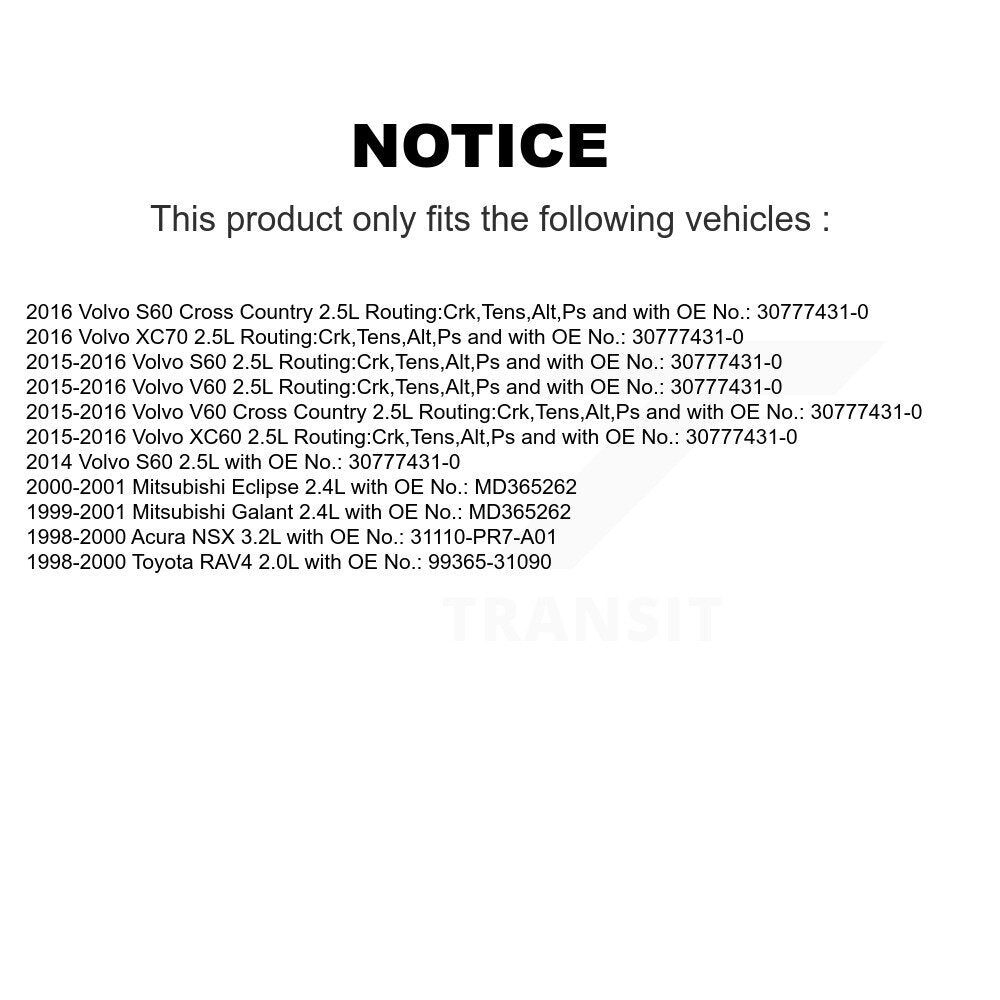 Accessory Drive Belt BAN-5PK1095 For Volvo XC60 Toyota RAV4 S60 V60 Cross XC70