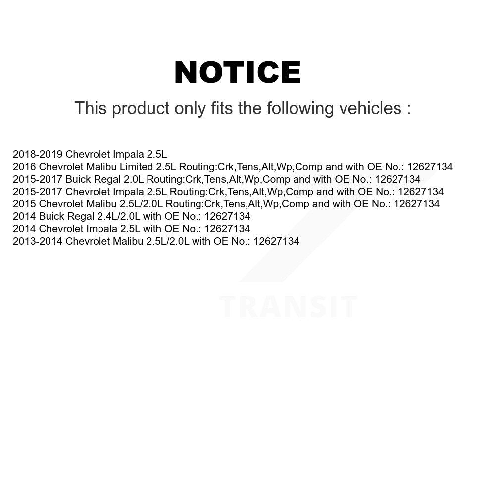 Accessory Drive Belt Alternator Air Conditioning BAN-5PK1765 For Chevrolet Buick