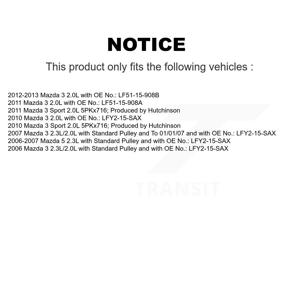 Accessory Drive Belt Air Conditioning BAN-5PK691F For Mazda 3 5 Sport