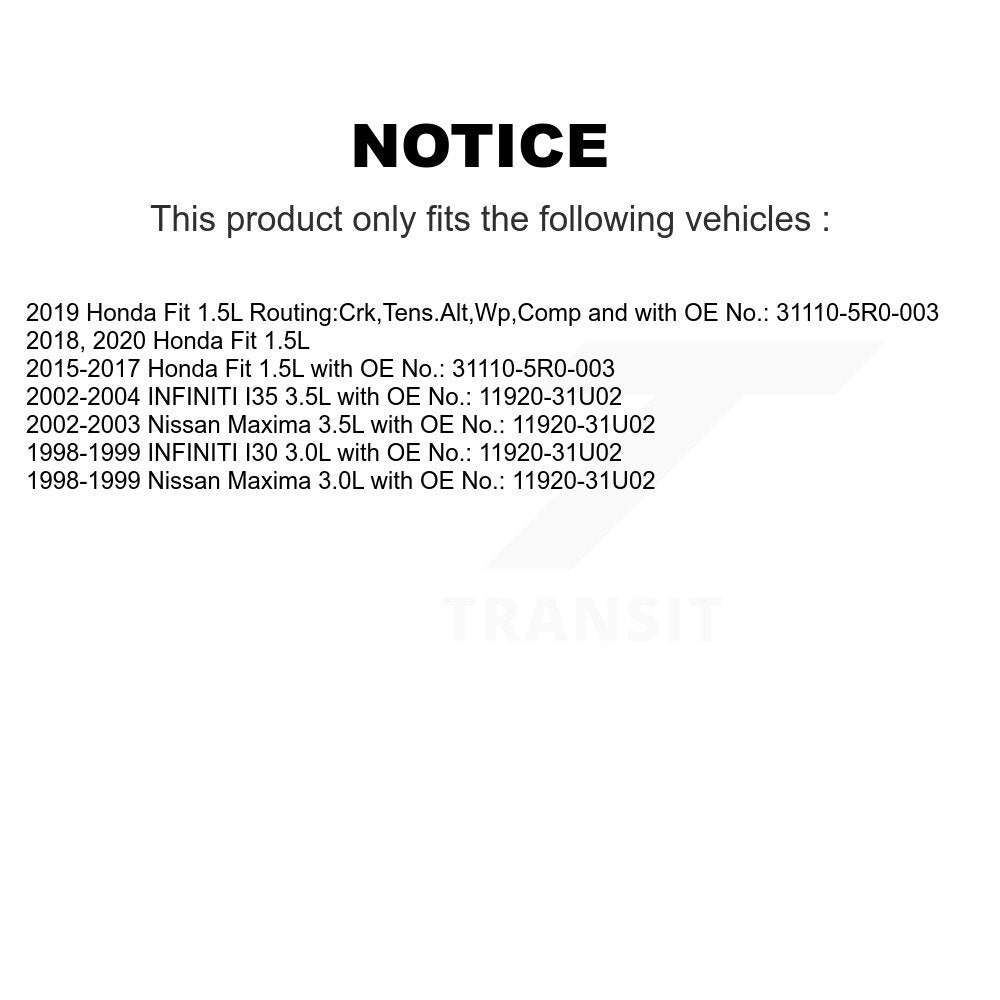 Accessory Drive Belt BAN-6PK1095 For Honda Fit Nissan Maxima INFINITI I35 I30