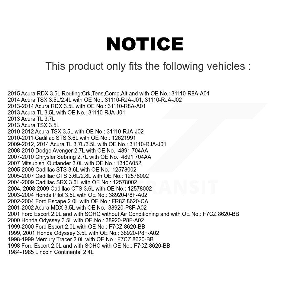Accessory Drive Belt BAN-6PK1190 For Acura RDX TL Cadillac Chrysler Sebring CTS
