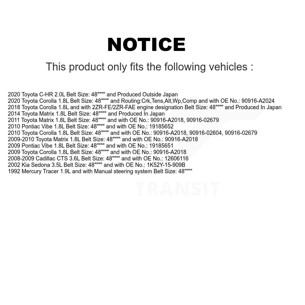 Accessory Drive Belt BAN-6PK1220 For Toyota Corolla Matrix Pontiac Vibe C-HR CTS