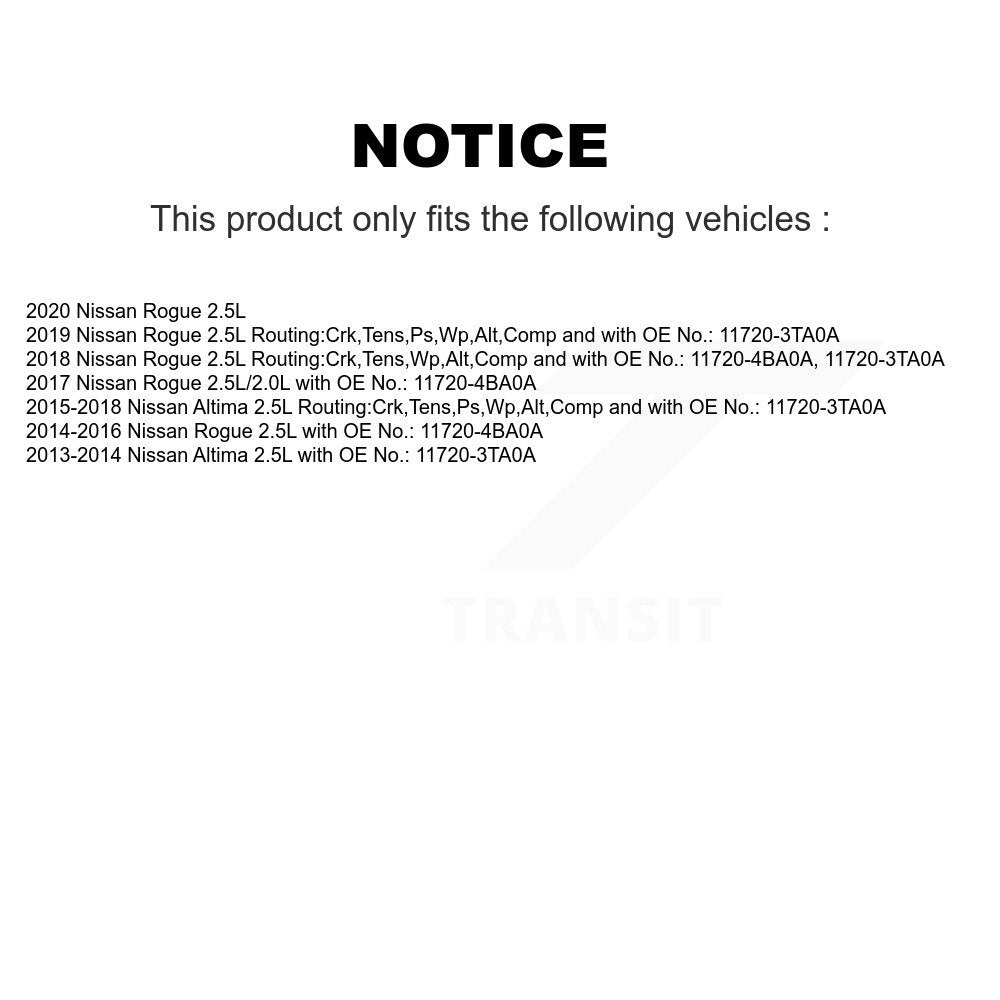 Accessory Drive Belt BAN-6PK1429A For Nissan Rogue Altima