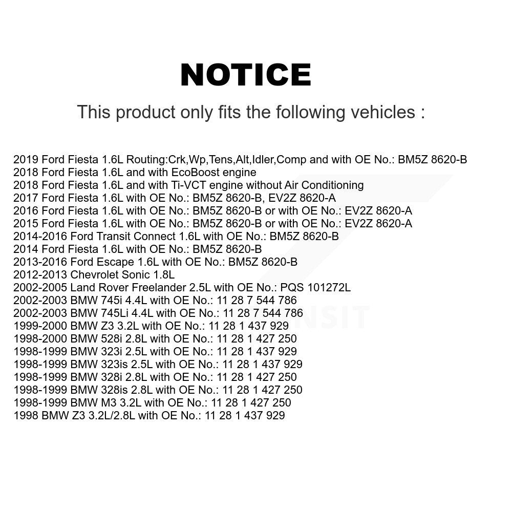 Accessory Drive Belt BAN-6PK1555 For Ford Escape Fiesta Chevrolet Sonic Transit