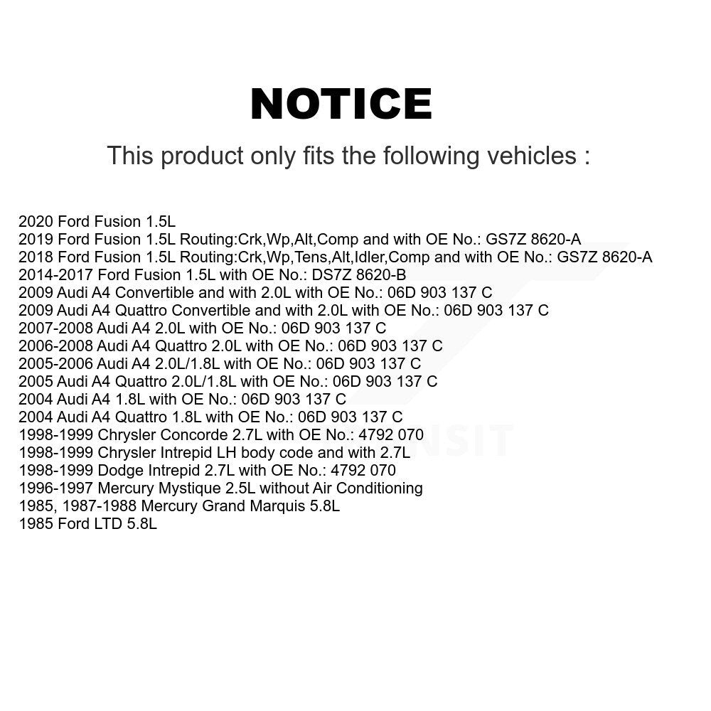 Accessory Drive Belt BAN-6PK1575 For Ford Fusion Audi A4 Quattro Intrepid Dodge