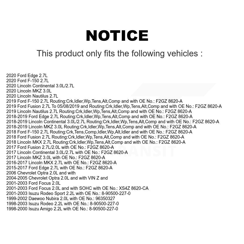 Accessory Drive Belt BAN-6PK1725 For Ford F-150 Edge Fusion Lincoln MKX Focus