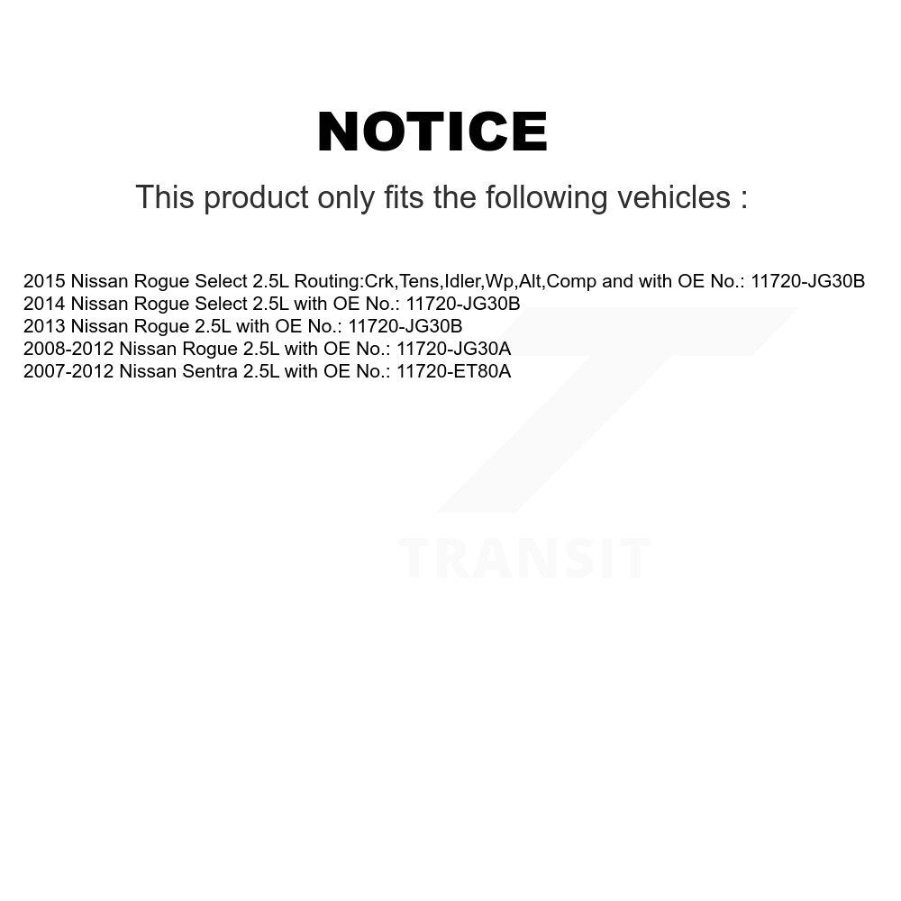 Accessory Drive Belt BAN-6PK1808A For Nissan Rogue Sentra Select 2.5L