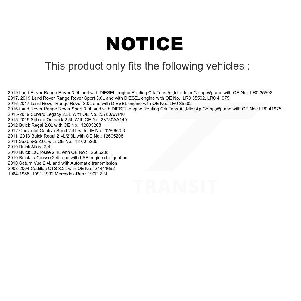 Accessory Drive Belt BAN-6PK1980 For Subaru Outback Legacy Land Rover Buick CTS