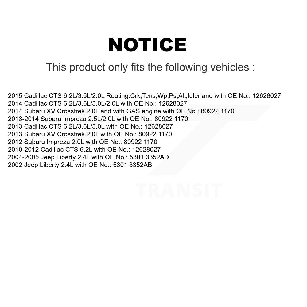 Accessory Drive Belt BAN-6PK2155 For Subaru Impreza XV Crosstrek Jeep Liberty